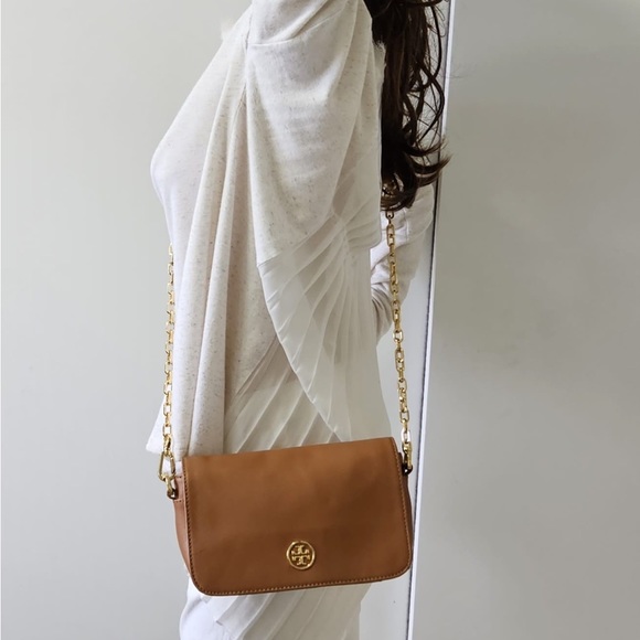 Tory burch British Tan Leather Crossbody bag ,top flap snap closure - Picture 11 of 11